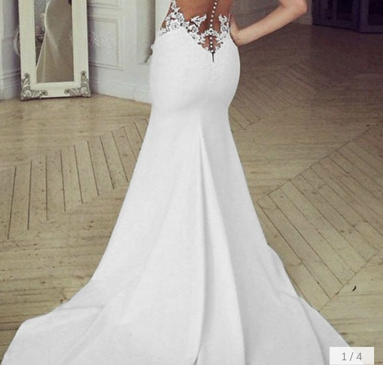 Trumpet/Mermaid Scoop Sleeveless- Train Applique Stretch Crepe Wedding Dress
