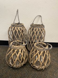 4 Wood Lanterns