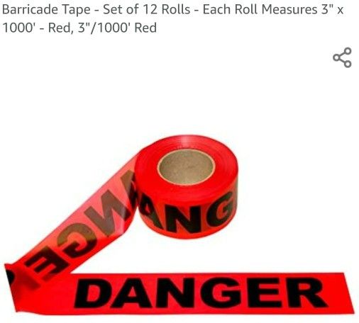 Cordova Safety Products T15211 Pro Pack Danger Barricade Tape Set of 12 Rolls Each Roll Measures 3