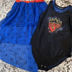 XL 14/16 Descendants 3 Girls Evie Costume Large Bodysuit Skirt Blue Black Disney