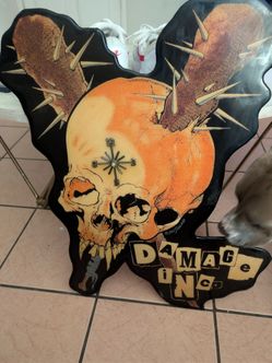 Handmade Metallica Wall Clock - Custom Wood & Epoxy Resin Pushead Skull Art