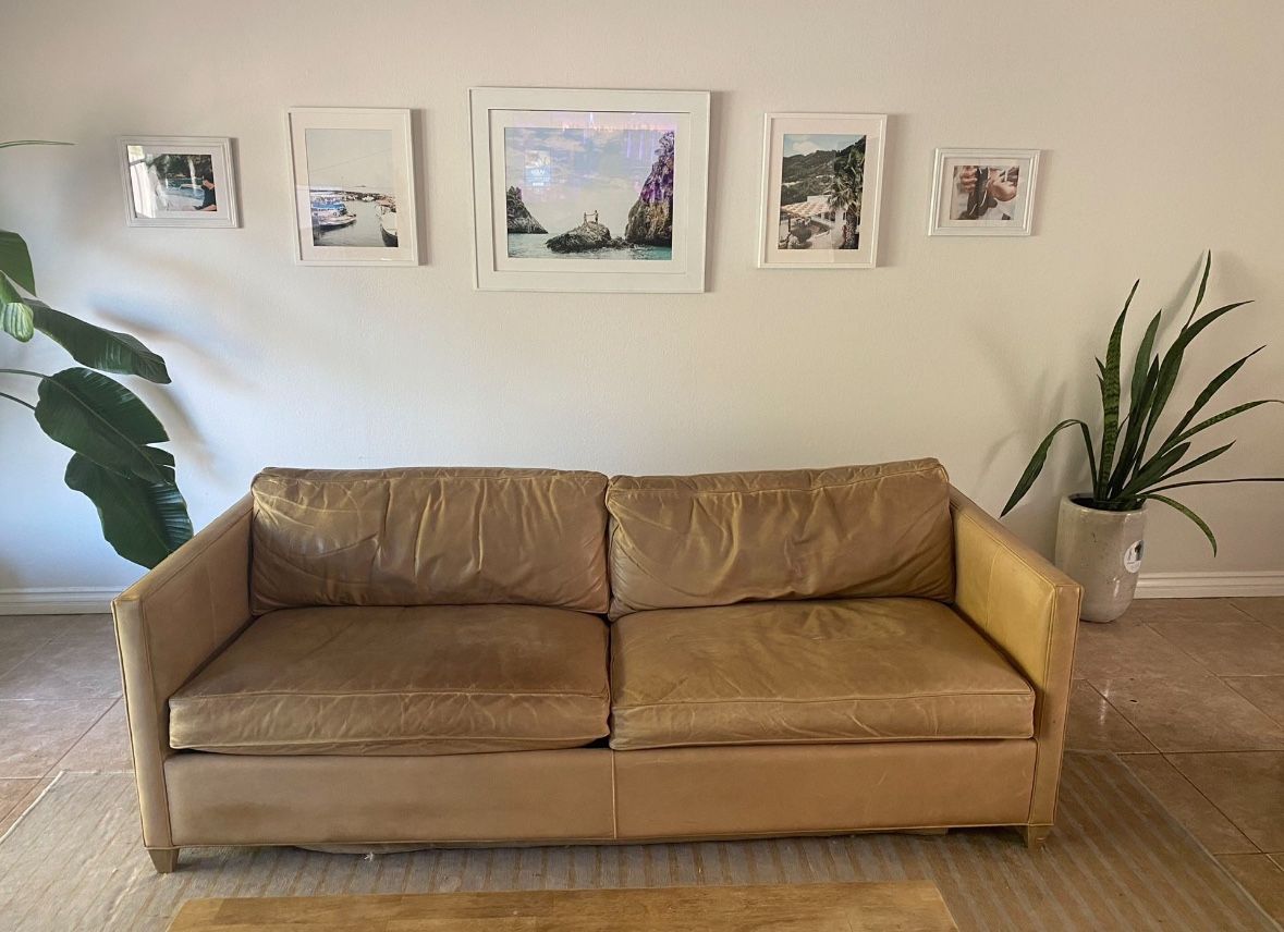 Real Leather Sleeper Sofa Couch
