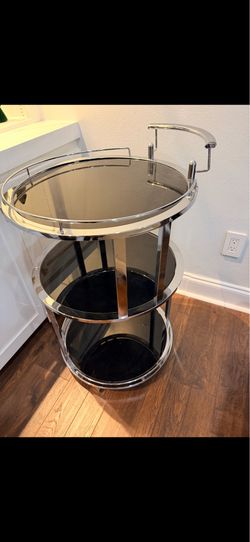 Chrome and Black Bar Cart