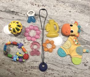 All kinds of teether toys.