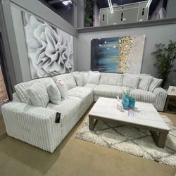 Alloy Jumbo Corduroy Symmetrical Sectional Living Room Set / 3pc Comfy Couch Sofá Cómodo