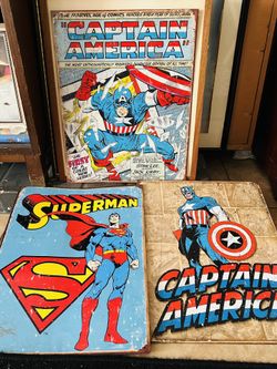 3- Comic Superhero Vintage Style Tin Metal Wall Decor