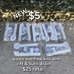 New Waste And Overflow Kit With Lift Amd Turn Drain $25 Retail 