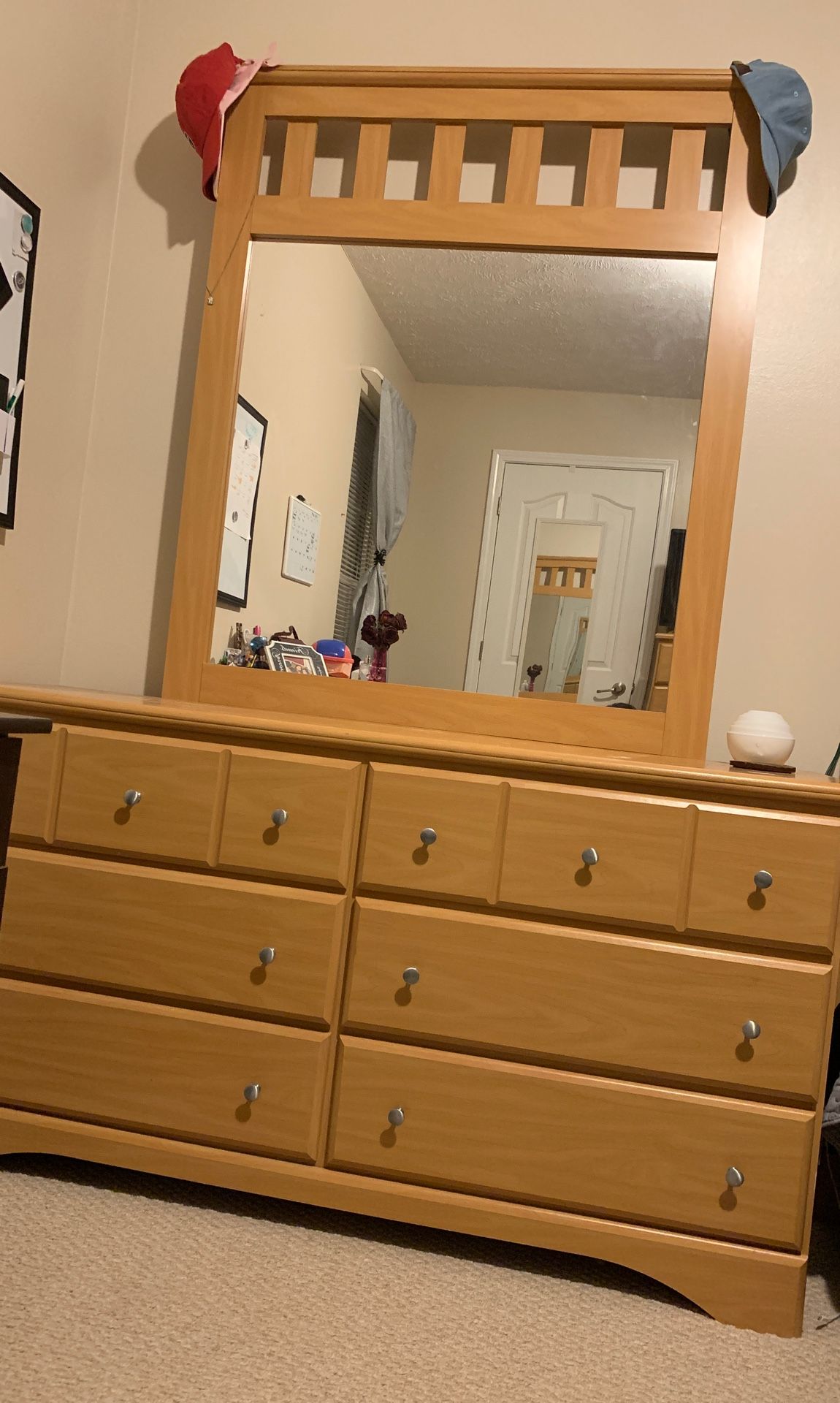 Full/Queen bed with chest dresser & dresser with mirror