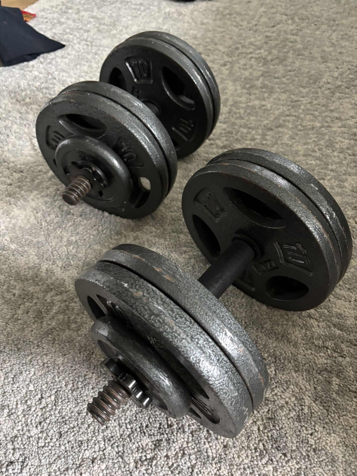 Adjustable Dumbbell Set – Up to 82 lbs – Bar + Plates + Collars