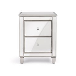 DANIELLE SILVER CLEAR MIRROR NIGHTSTAND WITH 2 DRAWERS