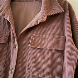 Mauve Corduroy Button Down Shacket Small 