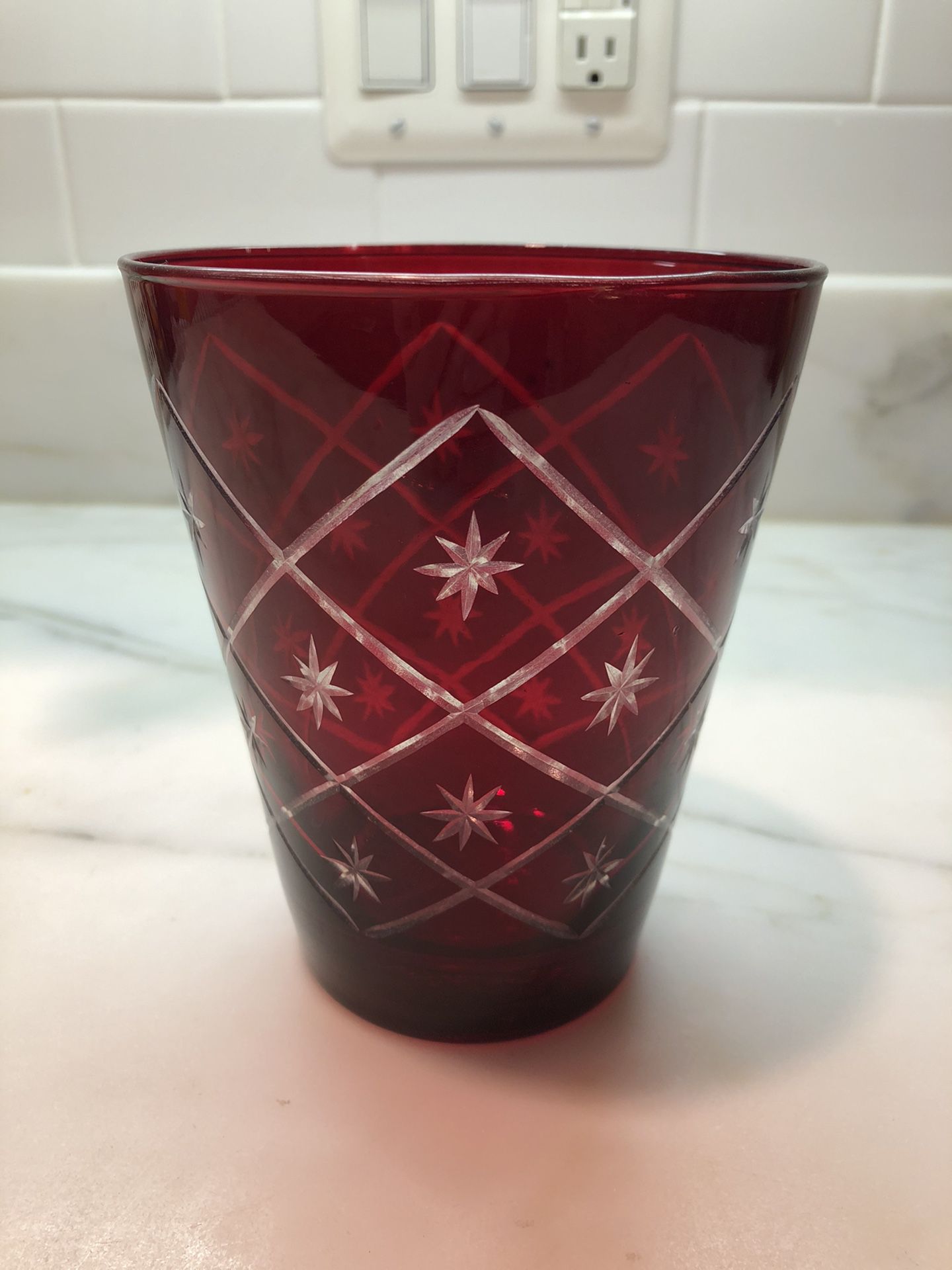 Vase, Pillar Candle/Tea light Holder, Cut Glass 