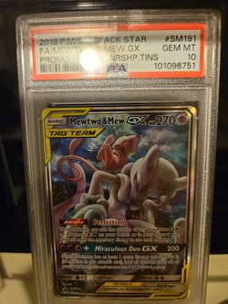POKEMON FA/MEWTWO & MEW GX 2019 BLK STAR PROMO #SM191 PWR.PRTNRSHP.TINS PSA 10