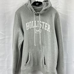 Hollister Hoodie Sweatshirt Men’s Grey Sweater Large