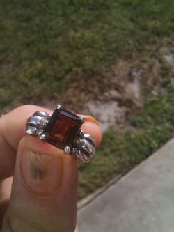 Smokey topaz sterling silver real stones ring