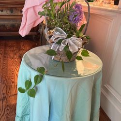 Vintage side table with glass top