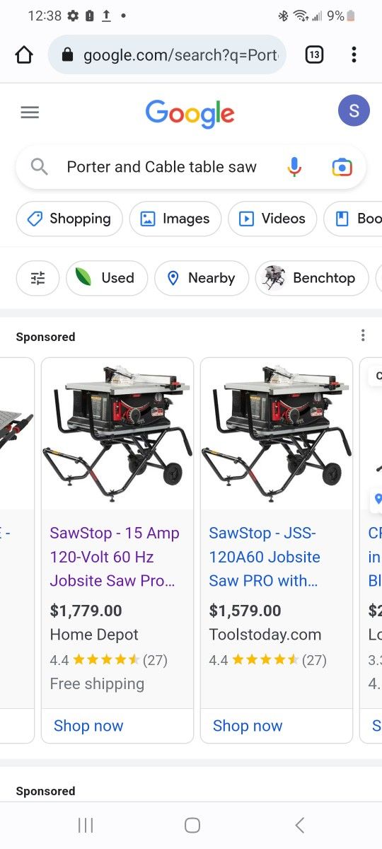 Porter N Cable Table Saw Jobsite Portable