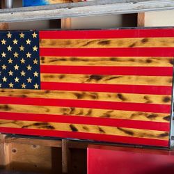 Wood American flags