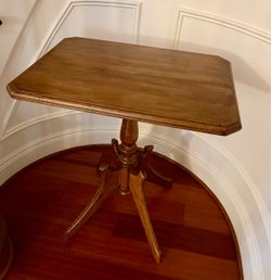 Vintage Wooden Pedestal Accent Table