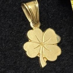 14k solid gold four-leaf clover pendant
