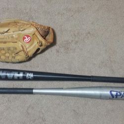 Rawlings glove, Easton Spalding bats