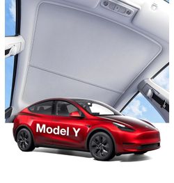 Wigoo 2024 Upgrade Tesla Model Y Sunshade Roof [Never Sag, Nano Ice-Crystal Coatings] 3-Gen Heat Insulation Glass Roof Sun Shade, Accessories for Tesl