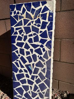 blue mosaic stone bench| stone benches | outdoor benches
