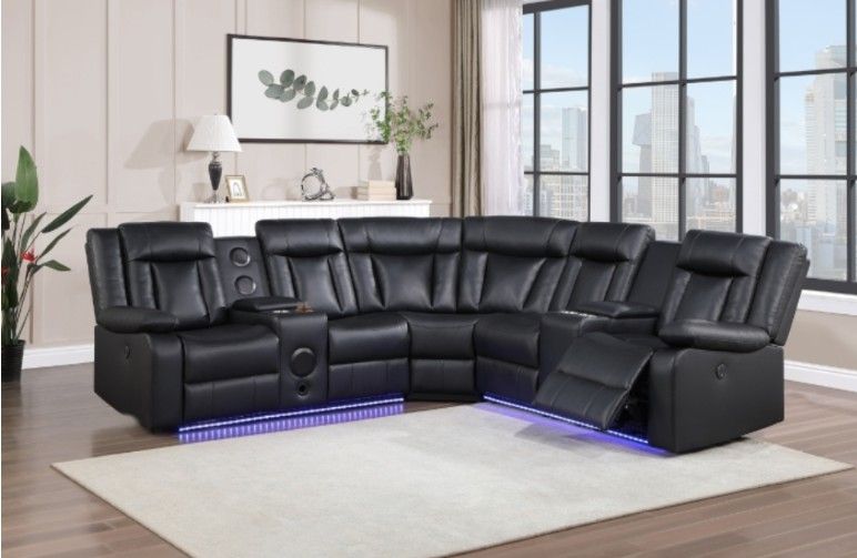 Black Recliner Sofa Sectional - Atlanta Same Day Delivery 