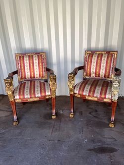 Chairs Pair of Empire Style Gilt Armchairs