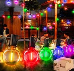 Brand new 98FT Outdoor String Lights Patios LED G40 Globe Light with 32 Shatterproof Bulbs UL Listed Waterproof Hanging Lighting for Backyard Balcony