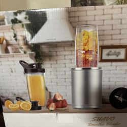 Smoothie Blender – Portable Personal Blender for Shakes & Frozen Drinks, Ice-Crushing Countertop Mixer with 2×27oz To-Go Cups & Lids