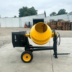 Towable 13 Cubic Feet Cement Mixer | 12v Electric Starter Gas Concrete Cement Mixer | Pavement Concrete Mixer
