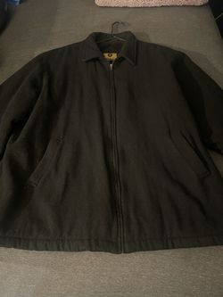 SOLO SEMORE Men's Vintage Wool Blend Heavy Black Full Zip Jacket | XL