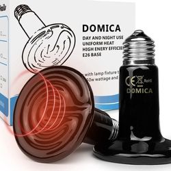 DOMICA 150W 2 Pack Reptile Heat Bulb, Beared Dragon Ceramic Heat Emitter, E26 No Light Night