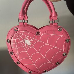 Women’s Goth Pink Spiderweb Crossbody Purse