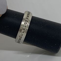 14k Solid White Gold Eternity Anniversary Ring With Diamonds