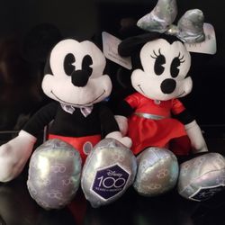 100th ANNIVERSARY MICKEY AND MINNIE STUFFED ANIMAL SET.