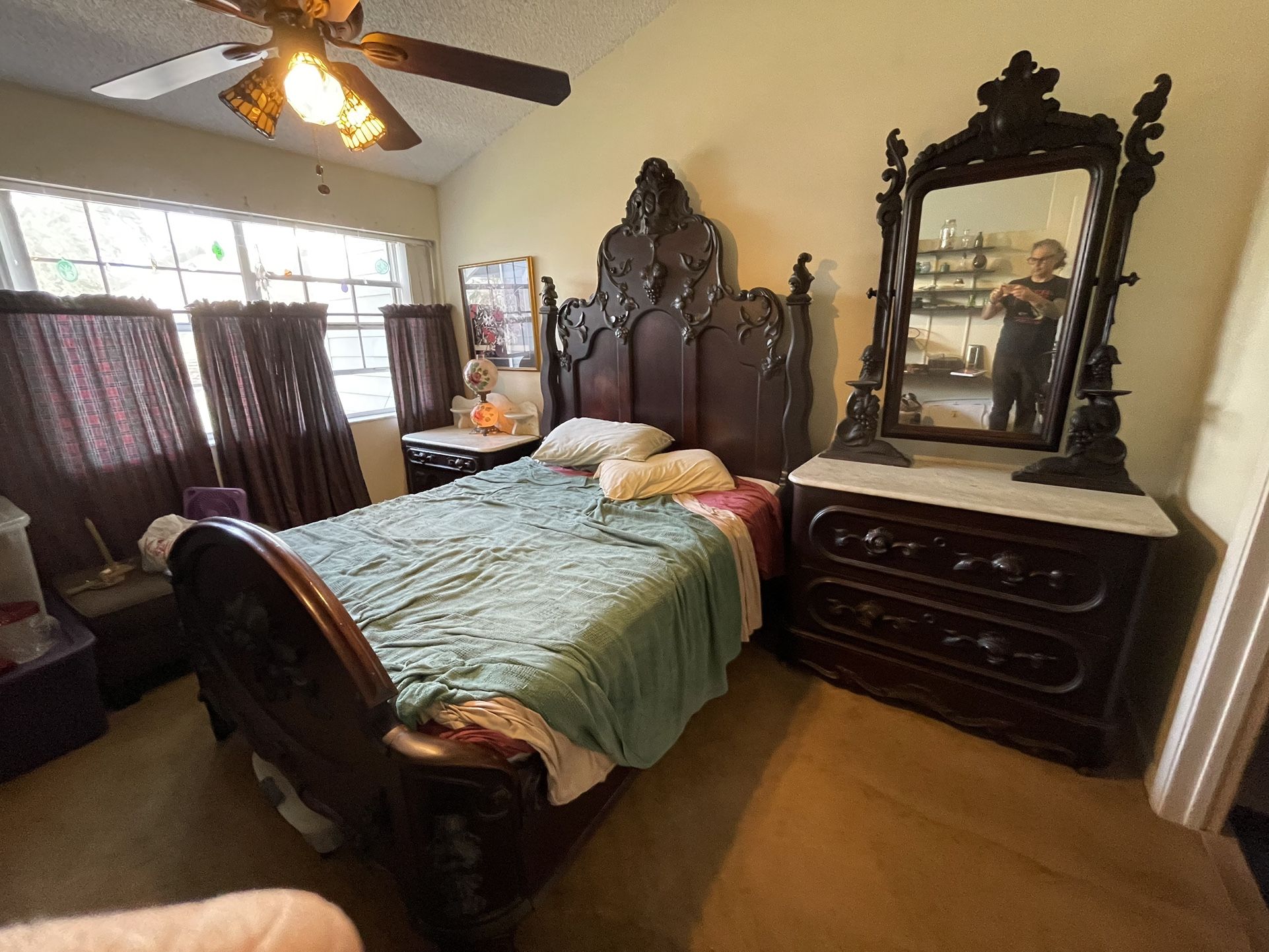 Hand Carved Bedroom Set From The 1800s