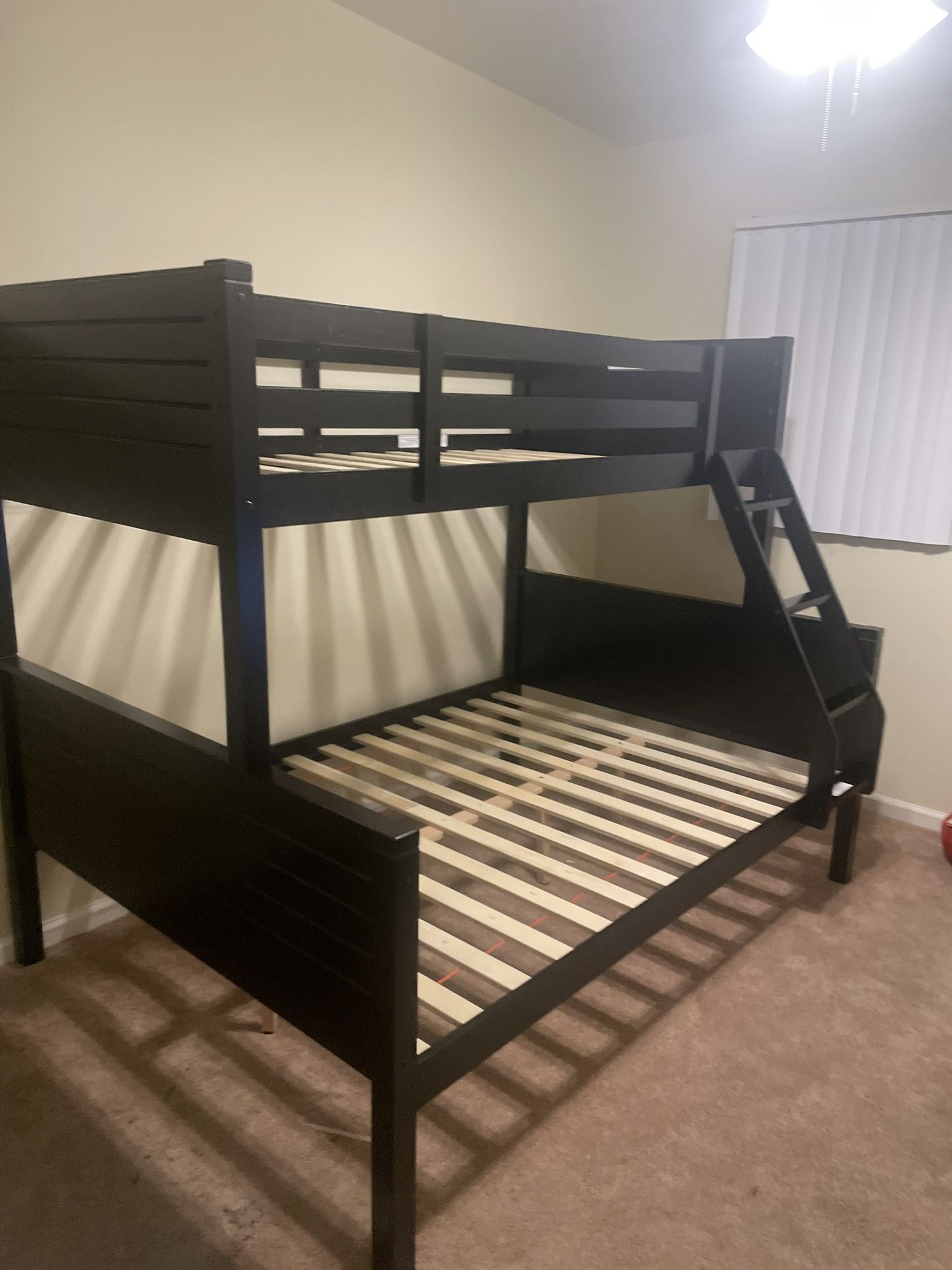 Twin/full bunk bed. $350 bunk only. $550 with mattresses. Assembly required. Assembly not included. Tax included. Free local delivery.