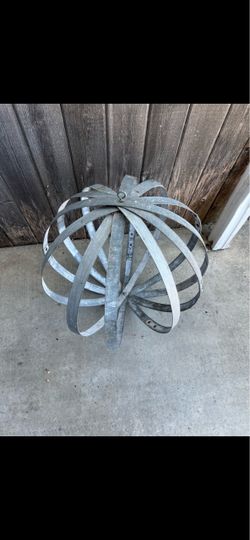 Metal Wine Barrel Hoop Sphere Orb Decor