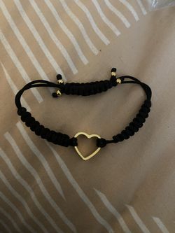 Juicy Couture Black String Gold Heart Bracelet