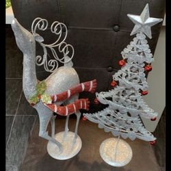 Reindeer and tree Christmas glitter set