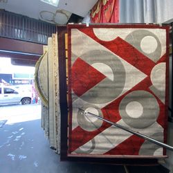 5x7 Area Rugs Carpet Rugs Modern Design Colors Red Beige 