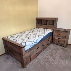 Trinell Brown Full Bookcase Bed with 2 Storage Drawers