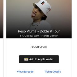 2 Peso Pluma Tickets Gold Merch VIP Package 2200 OBO