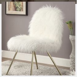 White Fur Accent Chair