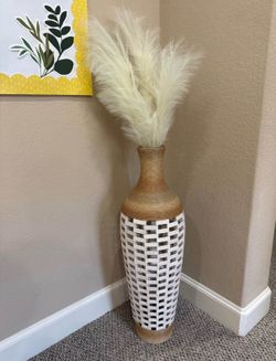 Large Floor Vase & Pampas Grass Set