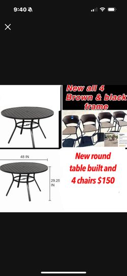 New patio set includes 1 table in box 4 chairs $150 firm cash only east Palmdale 