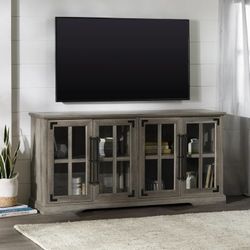 58-inch Rustic 4-Door TV Stand - Grey Wash