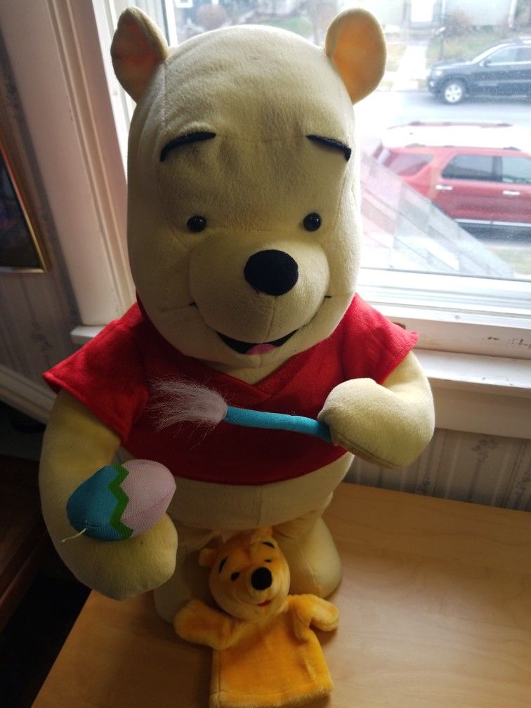 Vintage standing Winnie the Pooh and hand puppet